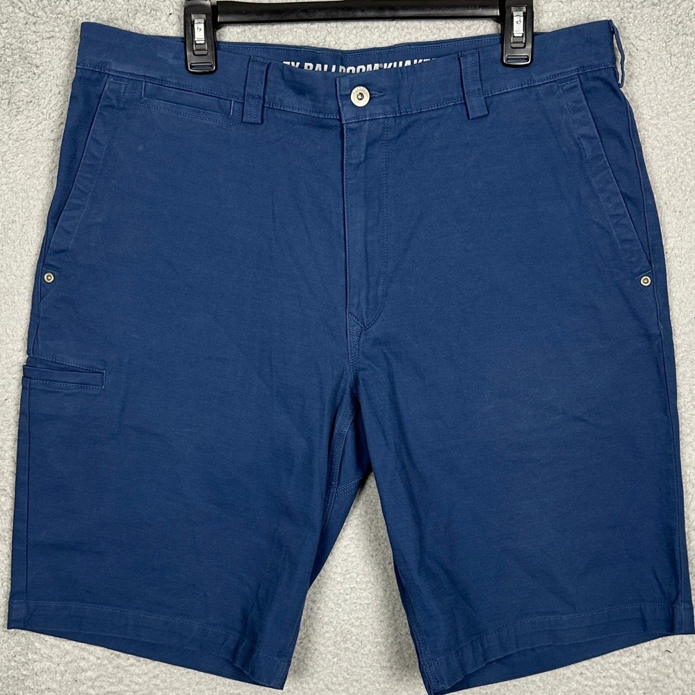 Duluth Trading Co Shorts Mens 36 Flex Ballroom Khakis Blue Relaxed Fit Chino EUC